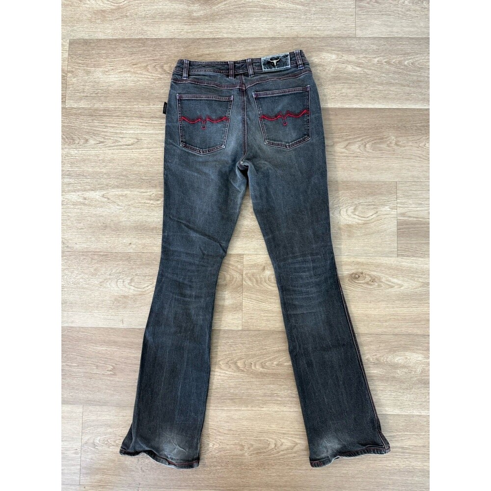 Sergio Valente Black Wide Leg Denim Jeans with Red And Blue, Vintage Size 32